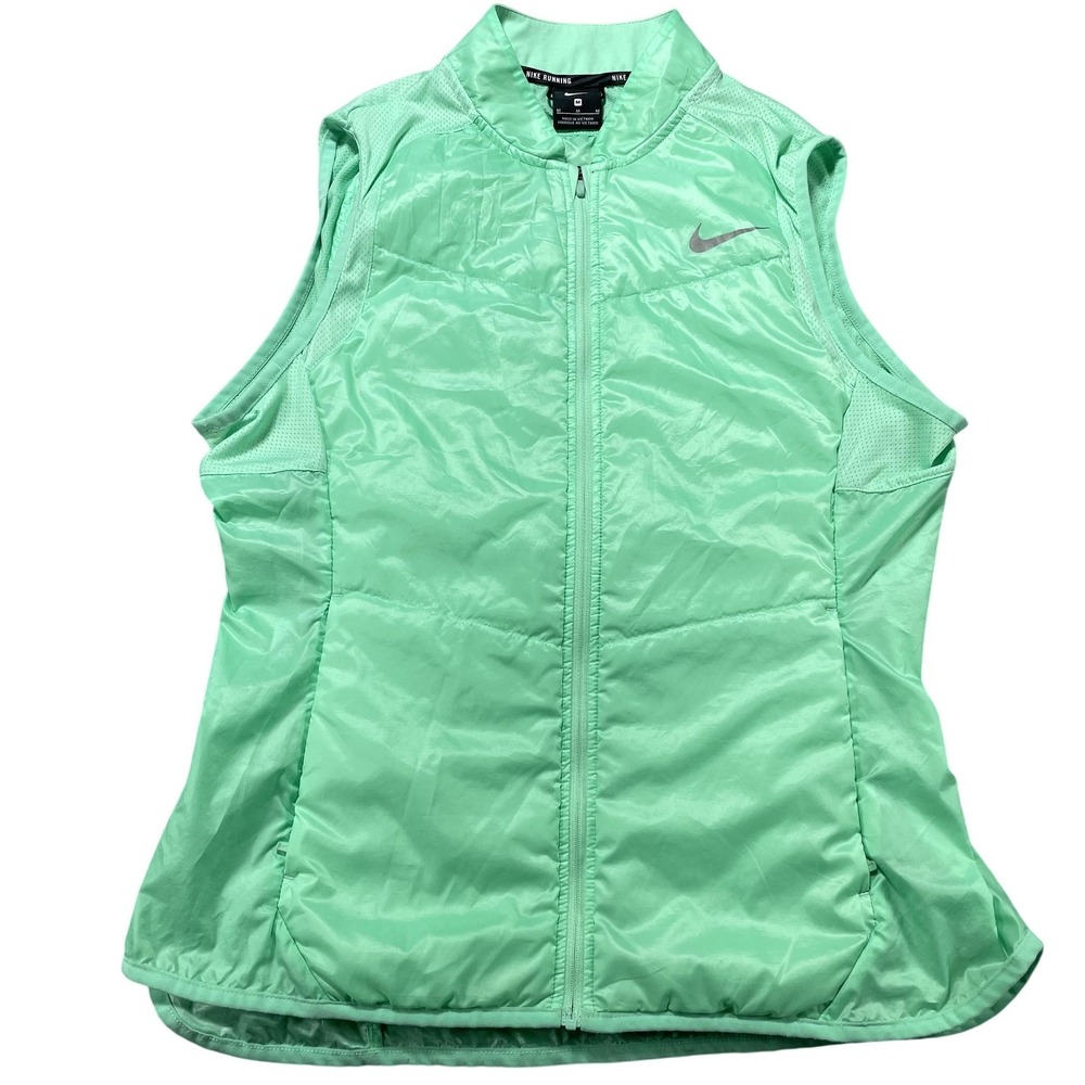 Nike Jacket Womens Medium Green Sleeveless Full Zip‎ Running Windbreaker
